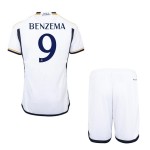 Günstige Fußballtrikots Real Madrid Benzema 9 Kinder Heimtrikot 2023-24 Kurzarm